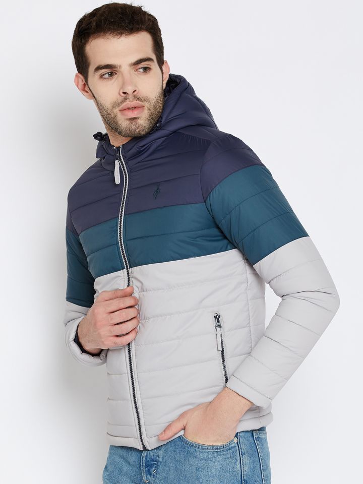 Buy John Players Men Grey Colourblocked Padded Jacket Jackets