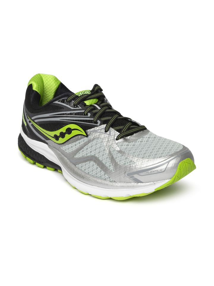 saucony Men Silver Toned Black RIDE 9 Running Shoes