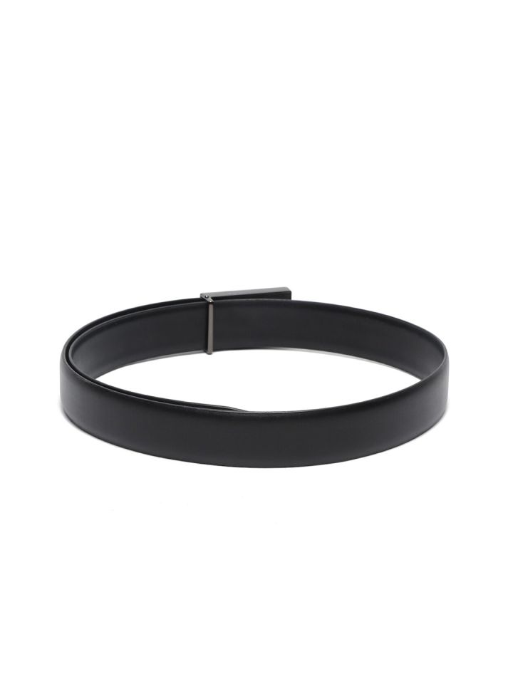 LOUIS STITCH Men Black Leather Formal Belt