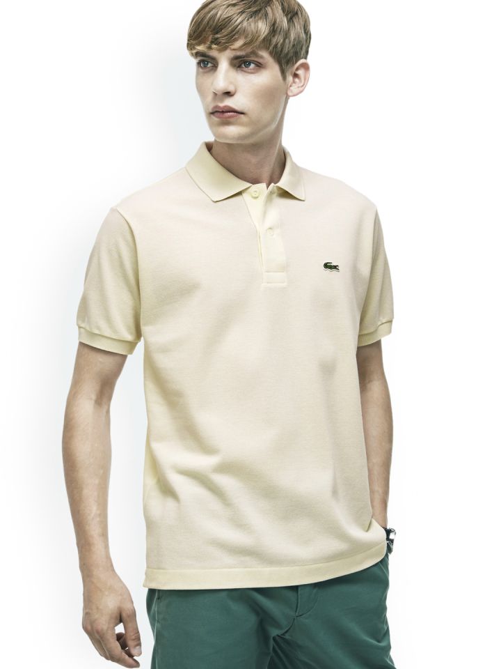 Cream lacoste polo store