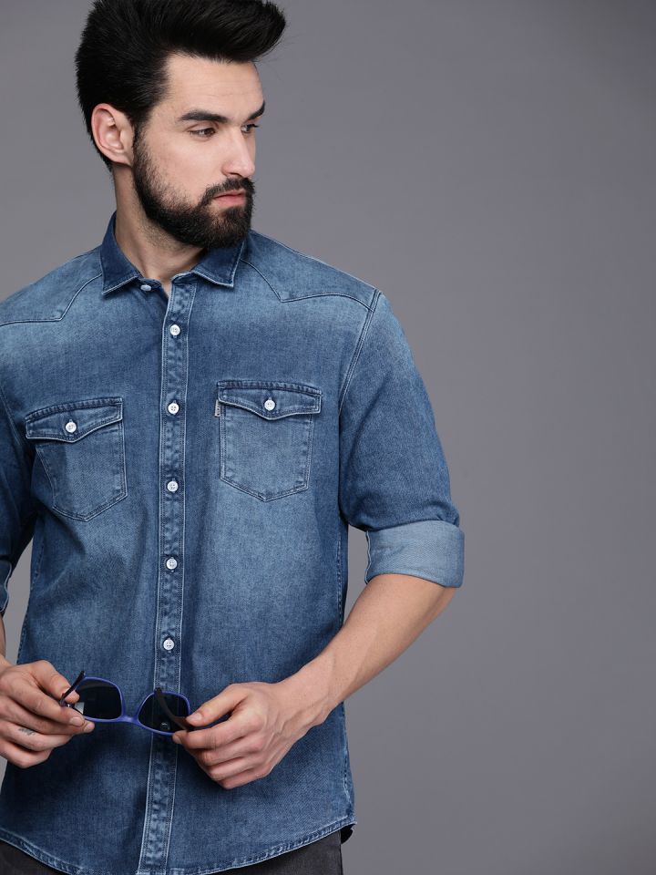Louis philippe sales denim shirt