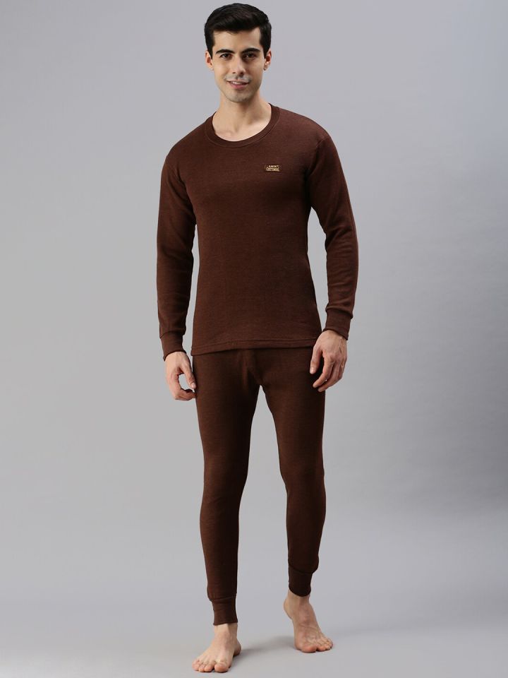 Buy LUX COTTS WOOL Men's Solid Cotton Thermal Trousers