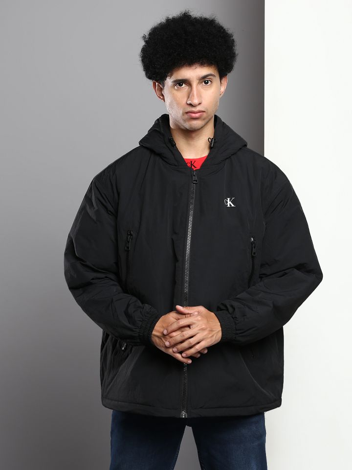 Buy Calvin Klein Jeans Men Black Brand Logo Printed Hooded