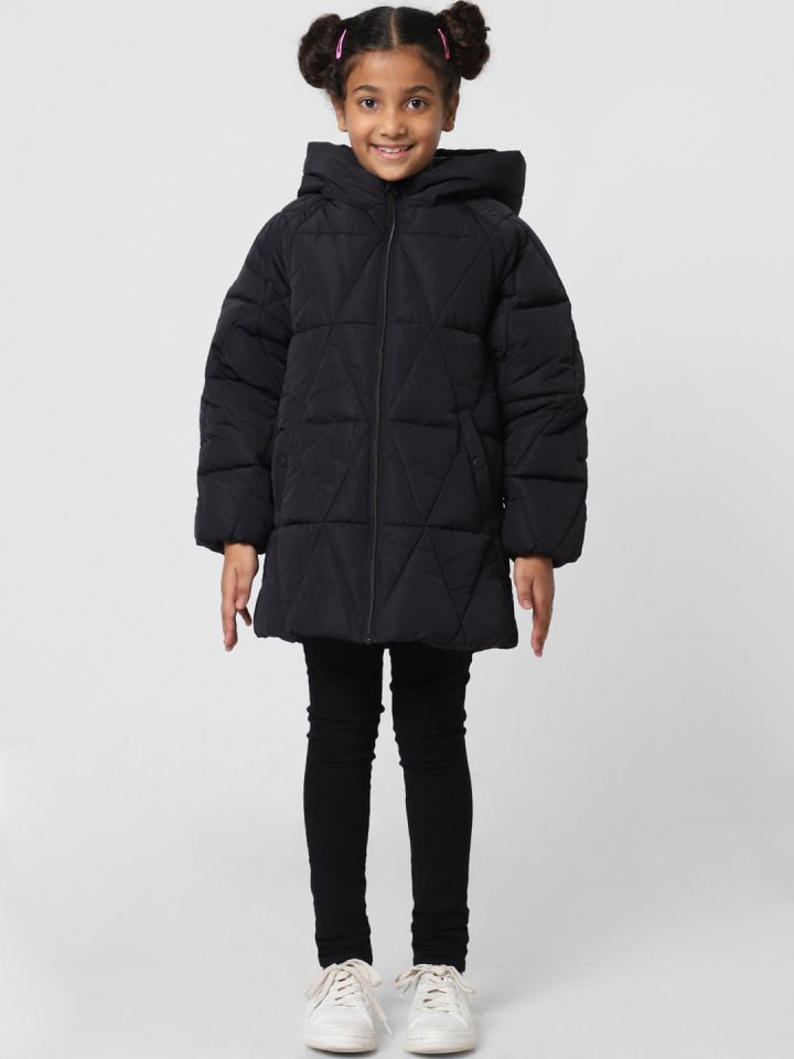 Girls black puffa online jacket