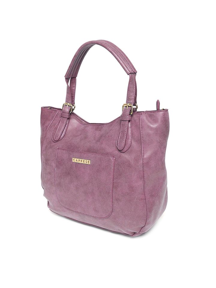 Buy Caprese Mauve Solid Handheld Bag With Detachable Sling Strap