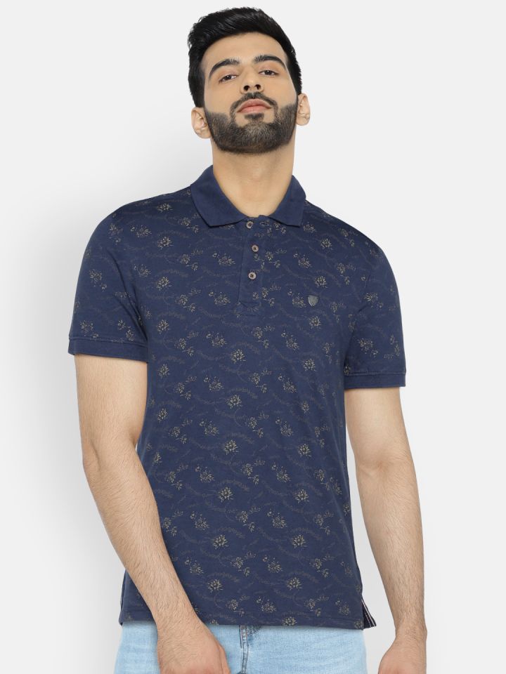 Buy John Players Men Navy Printed Polo Collar T Shirt Tshirts