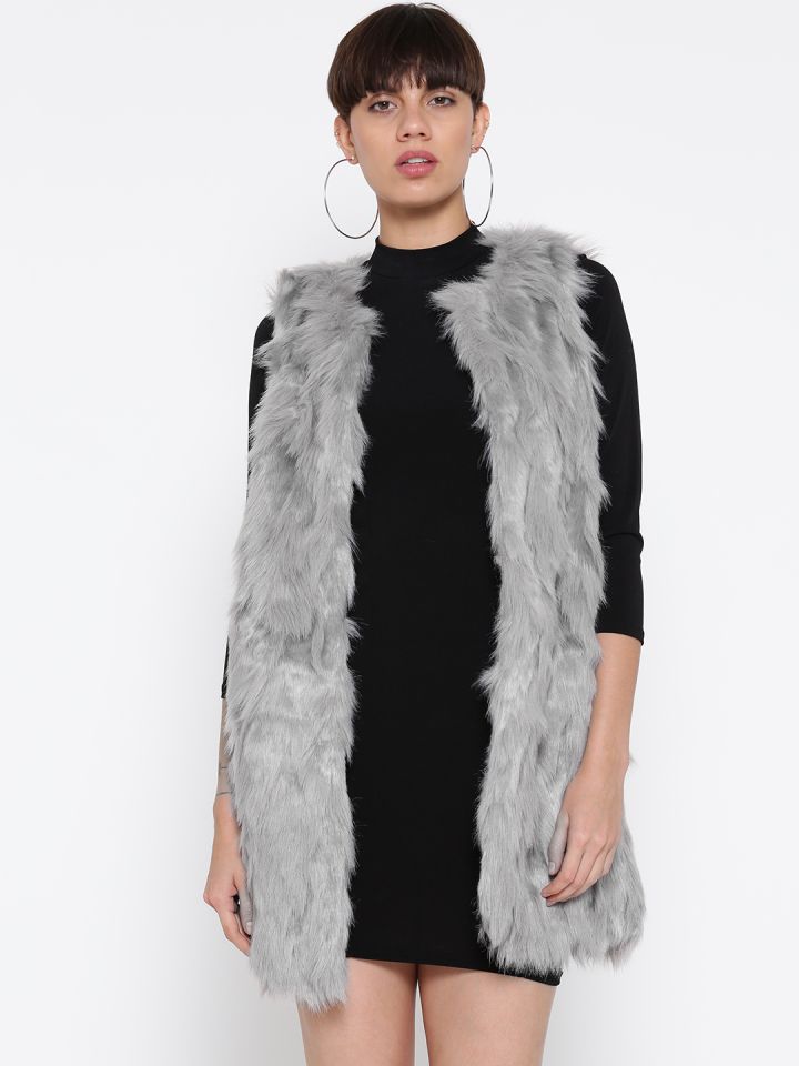 Grey faux fur vest shop forever 21