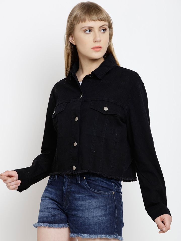 Black denim jacket womens forever 21 sale