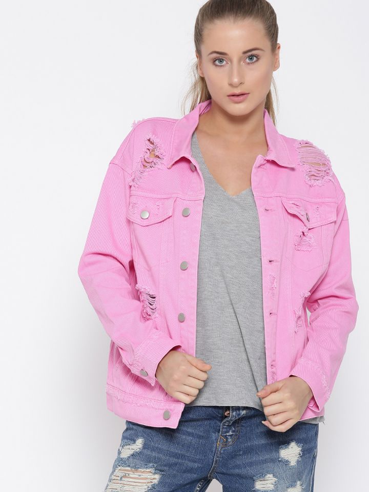 Pink jean jacket forever 21 sales