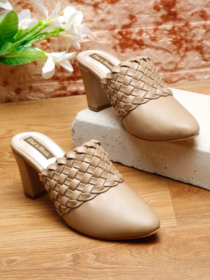 Beige heeled mules store