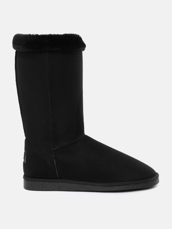 Buy Carlton London Women Black High Top Flat Winter Boots With