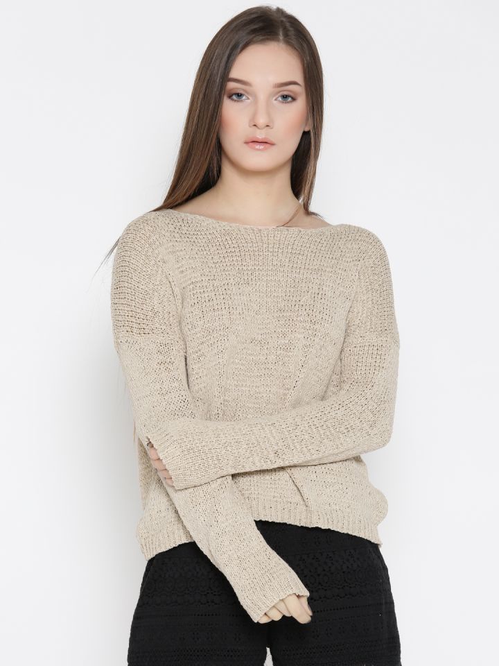 FOREVER 21 Women Beige Solid Sweater