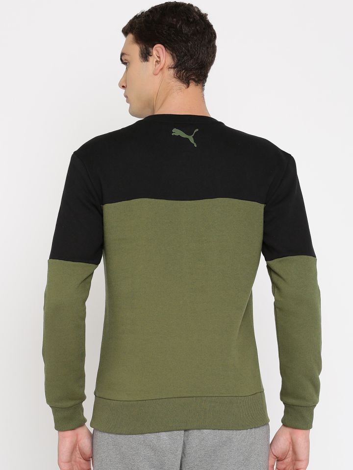 Buy Puma Men Olive Green Black Colourblocked Sweatshirt
