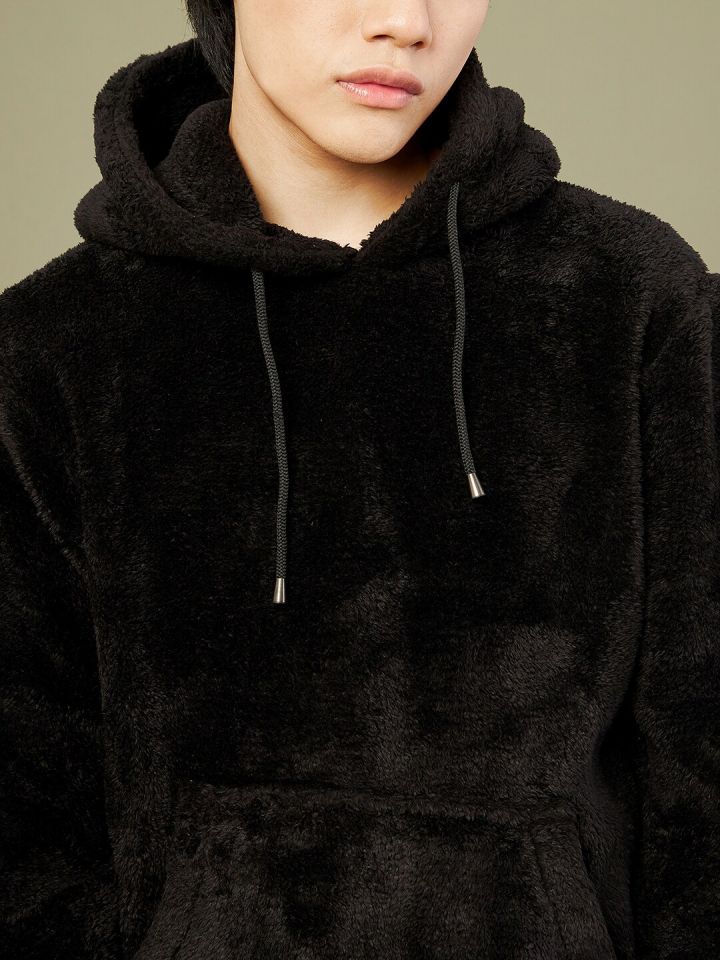 Mens black shop fluffy hoodie