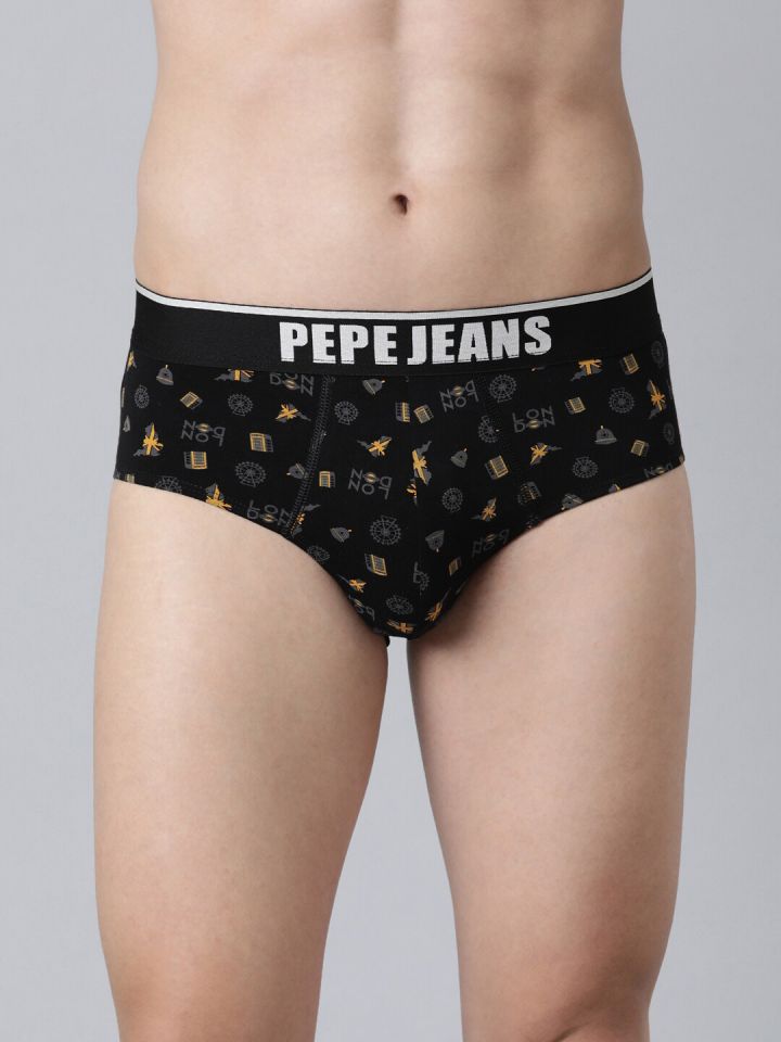 Buy Pepe Jeans Men Pack Of 2 Printed Cotton Anti Microbial Basic Briefs  8904311371649 - Briefs for Men 22155886