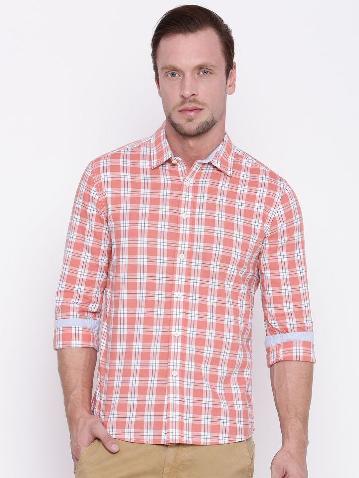Pink check discount shirt mens