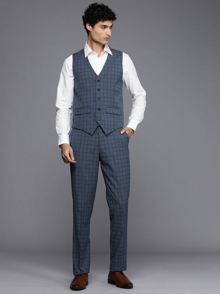 Buy Louis Philippe Men Single Breasted Slim Fit Checked Formal 3 Piece Suit  - Suits for Men 20654648