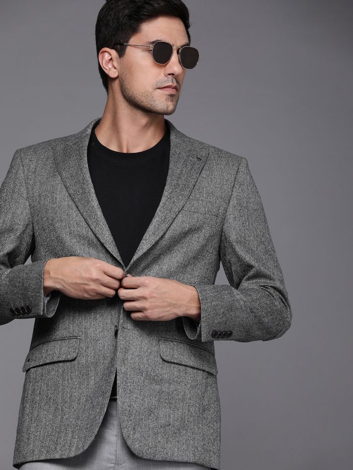 Grey wool hot sale blazer mens
