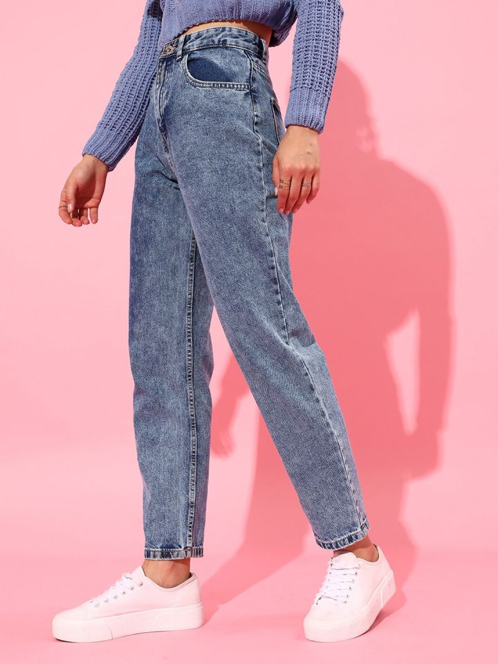 Buy STREET 9 Women Gorgeous Blue High Rise Mom Fit Cropped Jeans