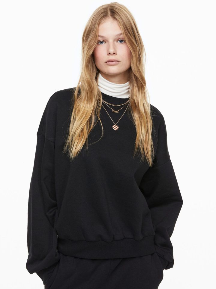 Buy H M Women Black Oversized Sweatshirt Sweatshirts for Women