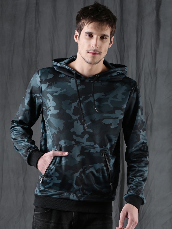 Teal and black hoodie top