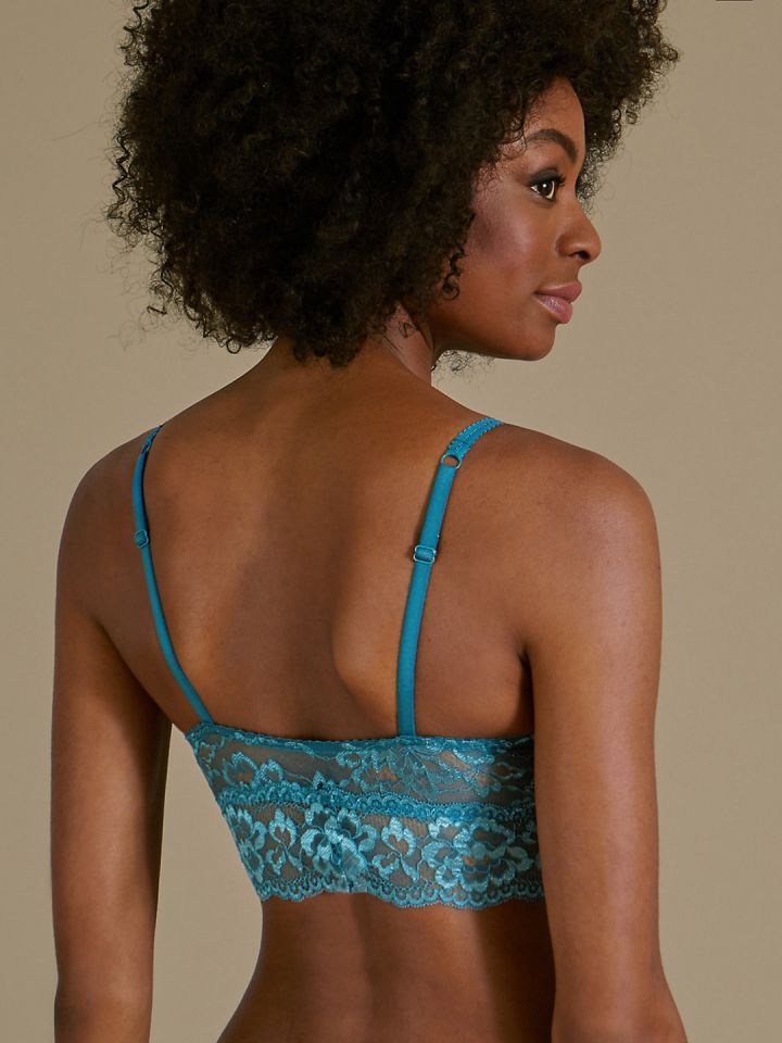Marks & Spencer Teal Blue Lace Non-Wired Non-Padded Bralette 8100B