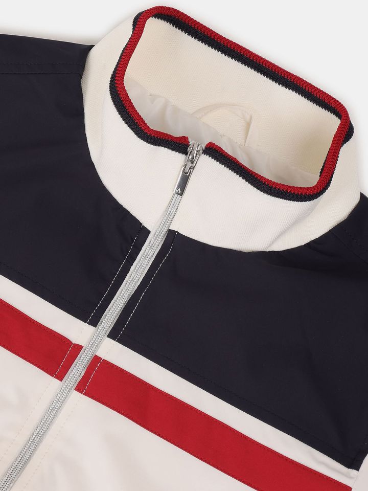 Buy Arrow Sport Men White Navy Blue Colourblocked Bomber Jacket