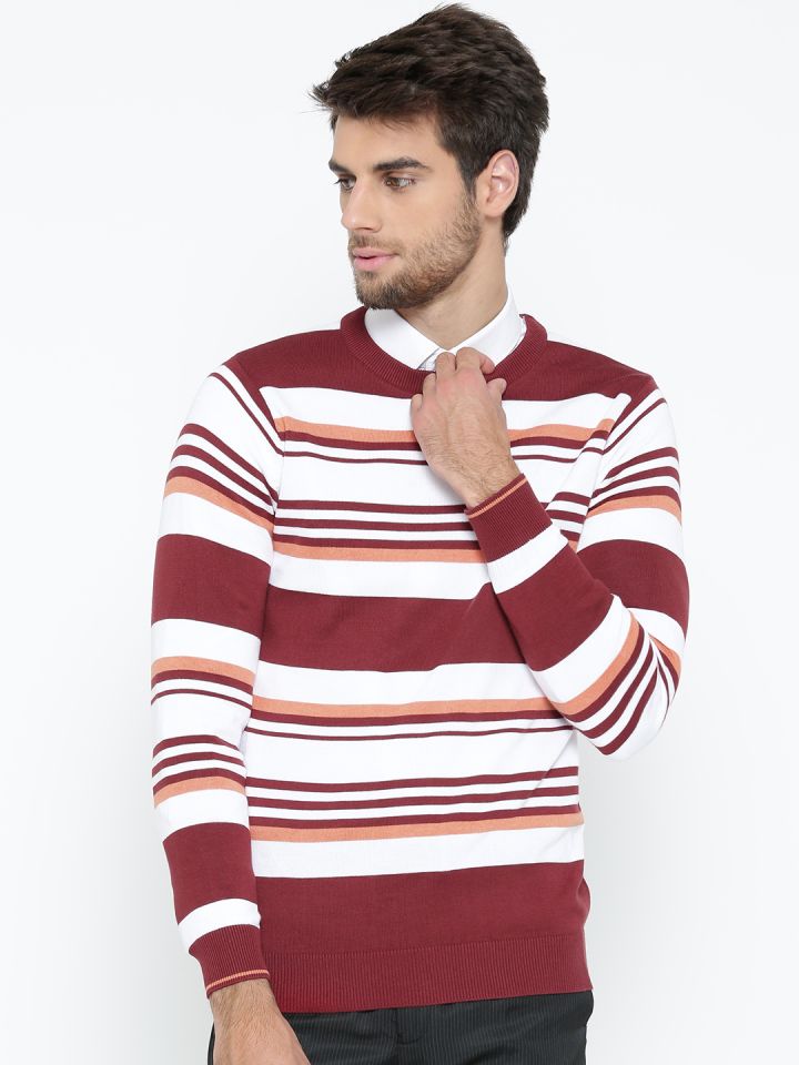 Maroon and new arrivals white striped sweater