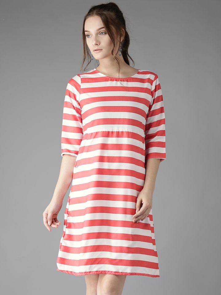 orange and white striped dress