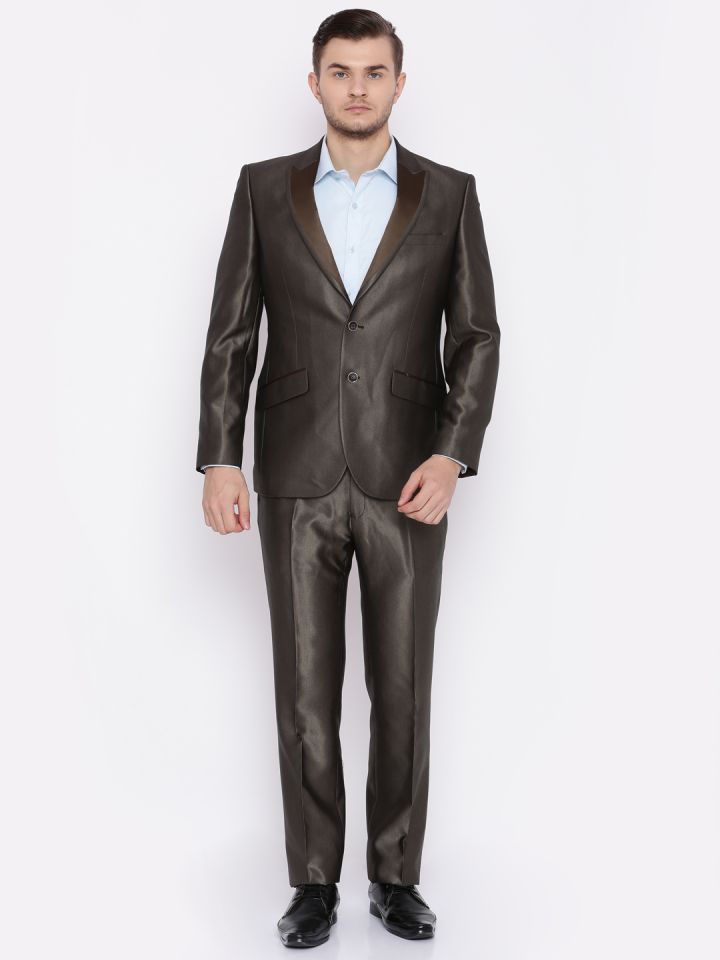 Raymond Men Brown Single Breasted Slim Contemporary Fit Party Suit