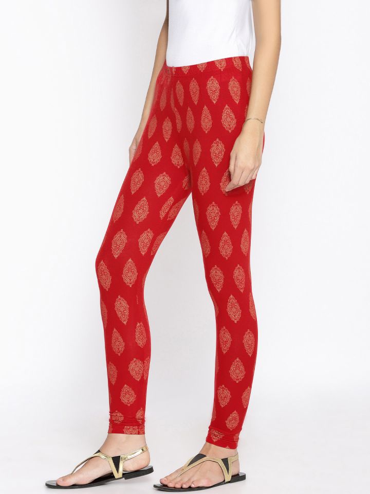 Red printed 2025 leggings