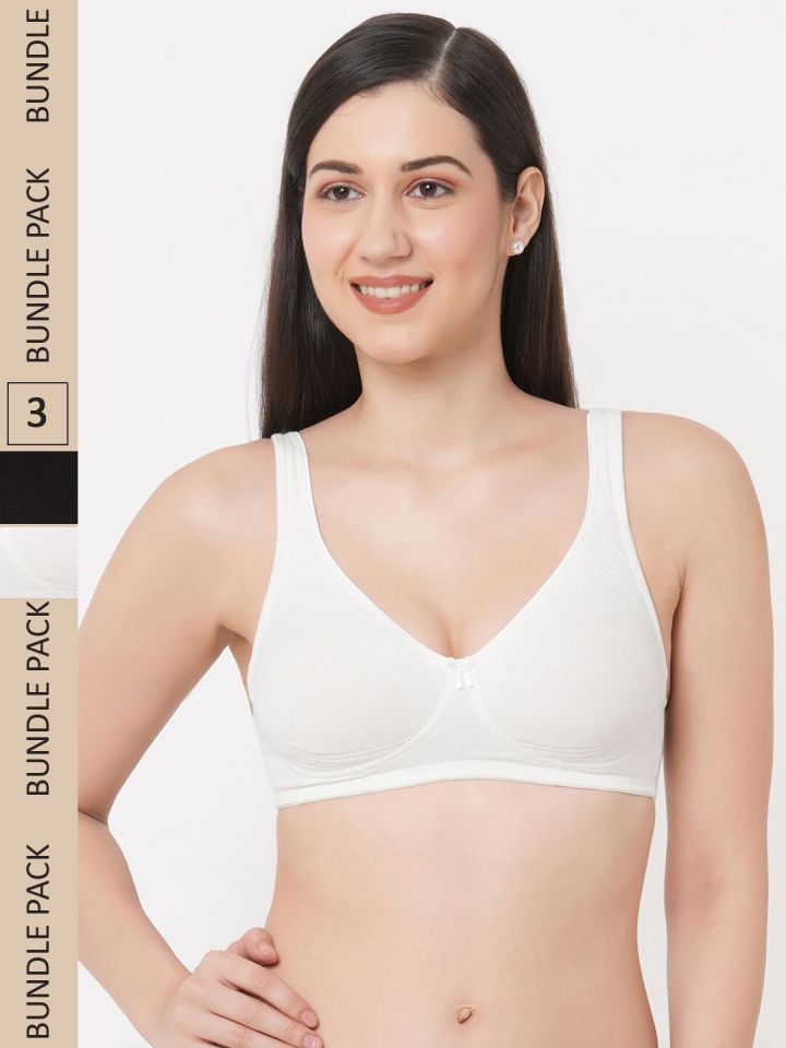 Basic Organic Pack of 2 girls' natural cotton bras without underwire White