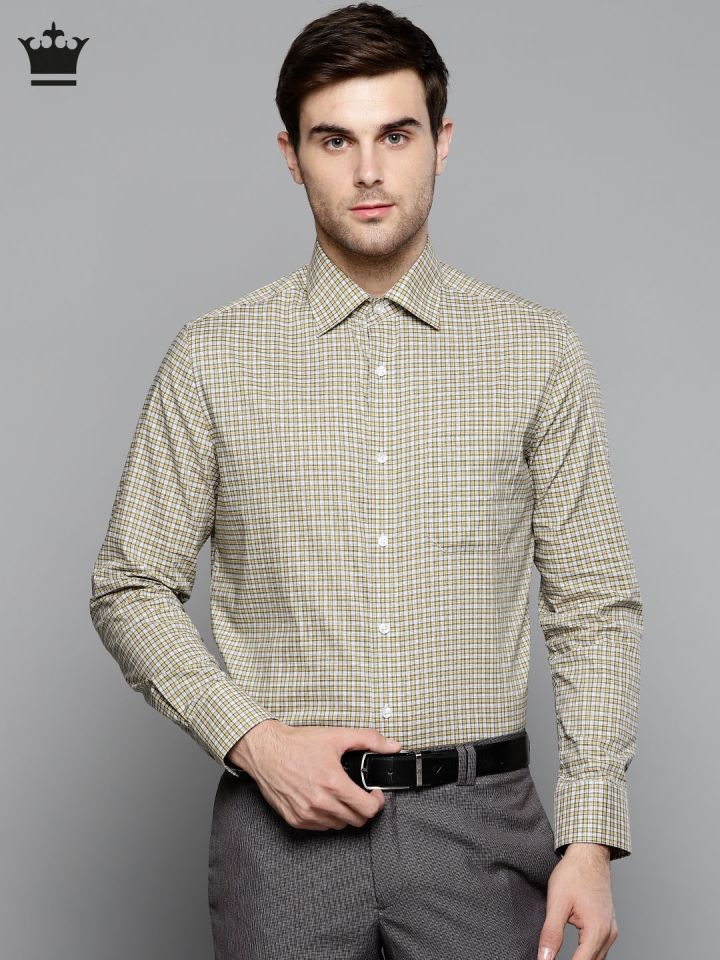 LOUIS PHILIPPE Men Checkered Formal Green Shirt - Buy LOUIS