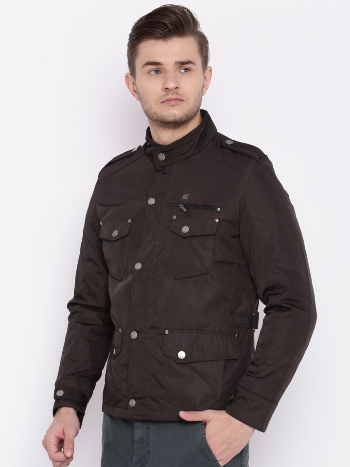 Buy Peter England Casuals Men Brown Solid Padded Jacket Jackets