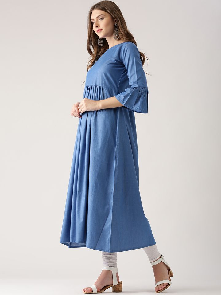 Buy Libas Women Blue Denim Solid A Line 