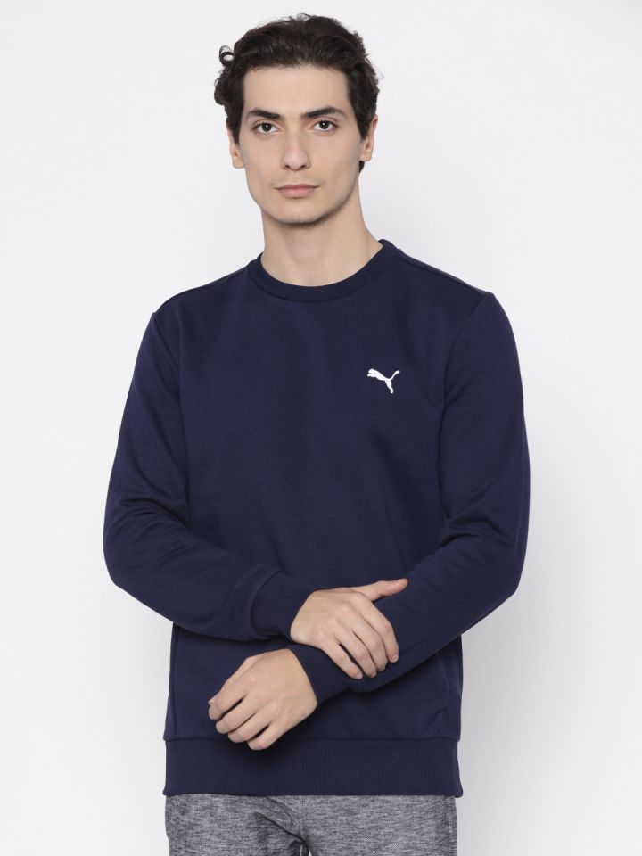 Buy Puma Men Navy Blue ESS Crew Sweat Solid Sweatshirt