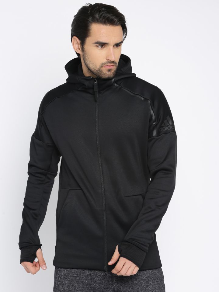 ADIDAS Men Black ZNE Heat Solid Hooded Sweatshirt