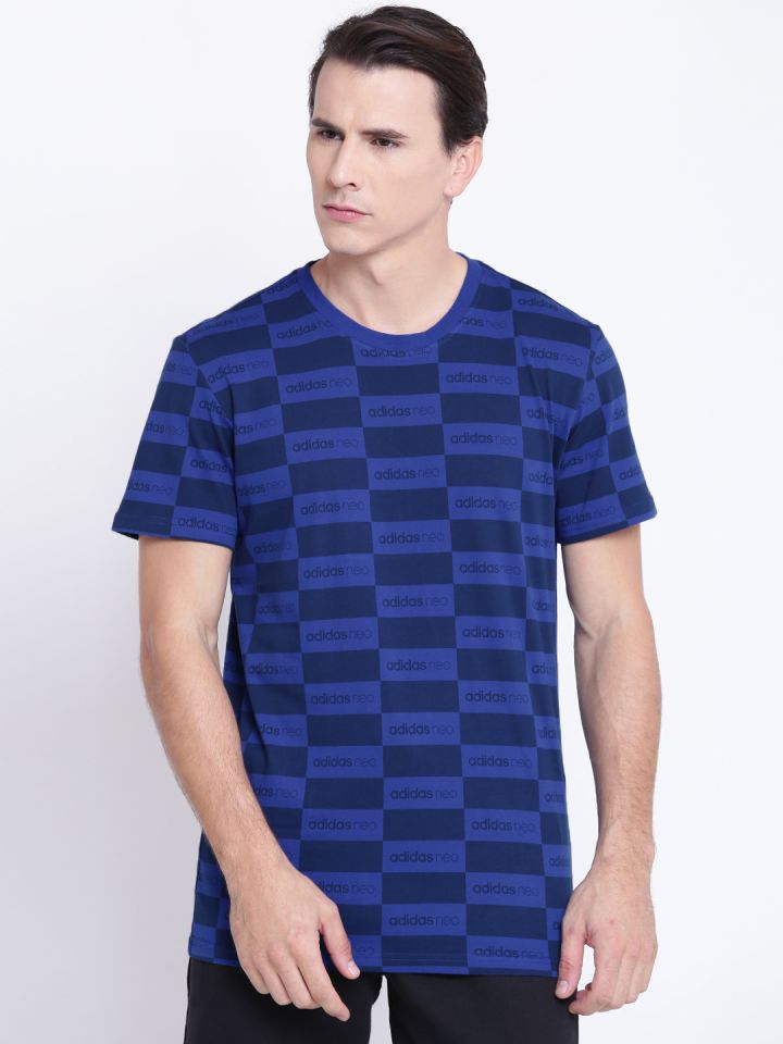 ADIDAS NEO Men Blue FV AOP GR Printed Round Neck T shirt