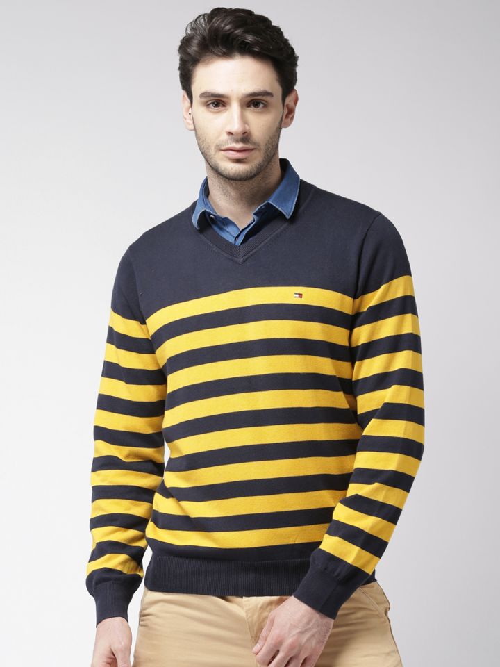 Navy blue and yellow shop tommy hilfiger shirt