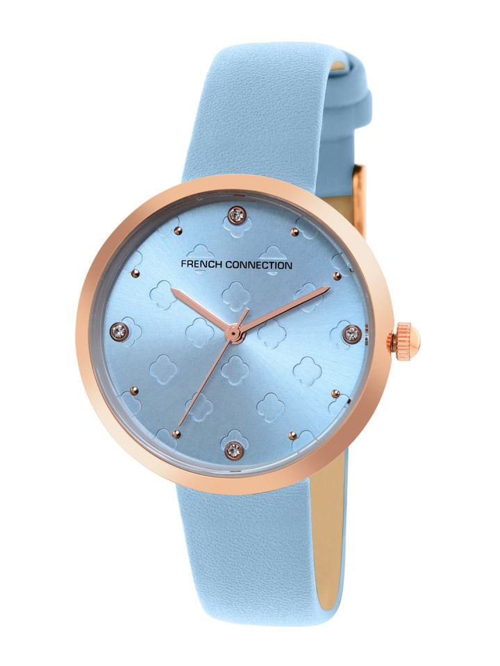 Buy French Connection Women Blue Dial Blue Leather Straps