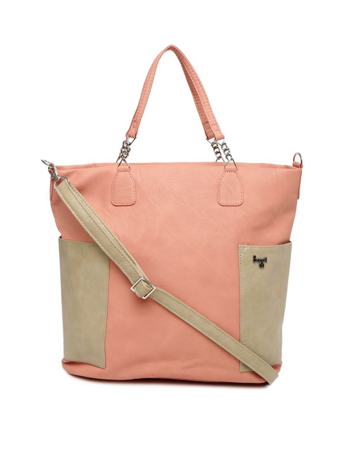 Buy Baggit Pink Beige Colourblocked Handheld Bag Handbags for