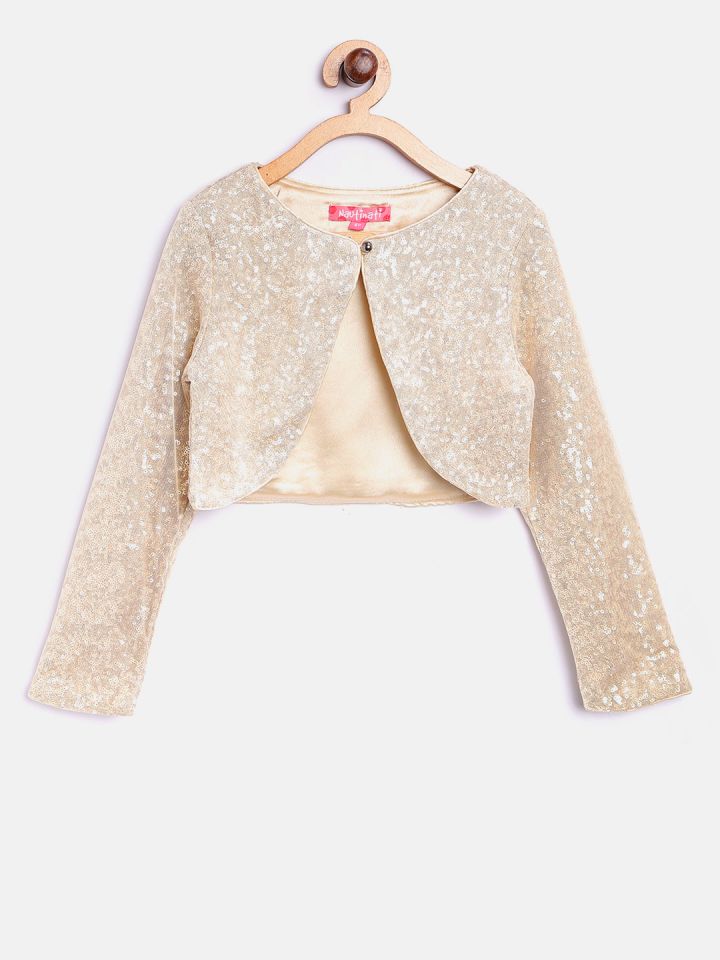Nauti Nati Girls Golden Sequinned Net Shrug