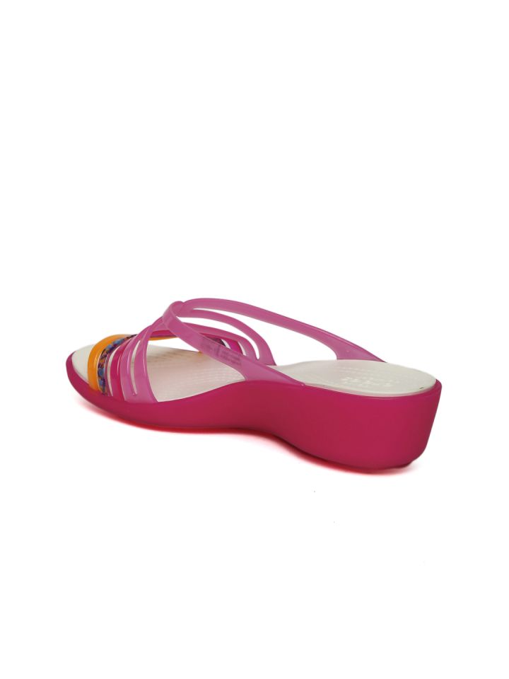 Crocs Women Pink Isabella Mini Wedge Sandals