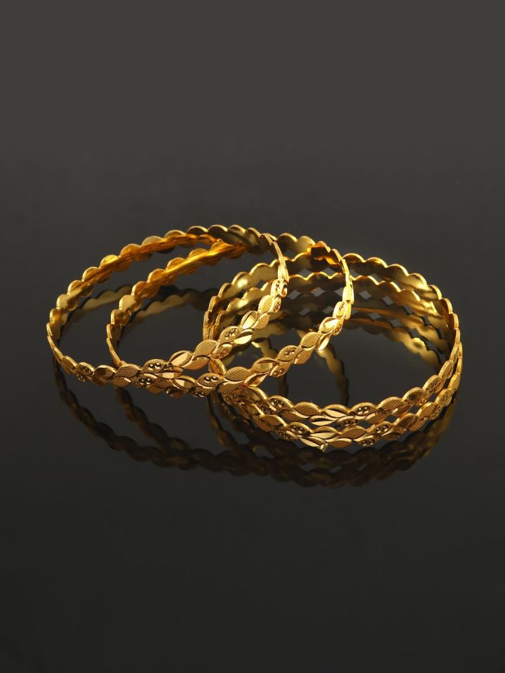 Leaf design gold best sale bangles