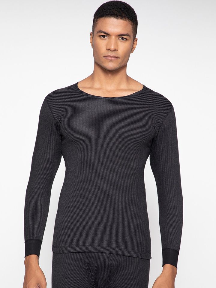 Buy SPORTO Men Black Striped Ultima Thermal T Shirt Thermal Tops