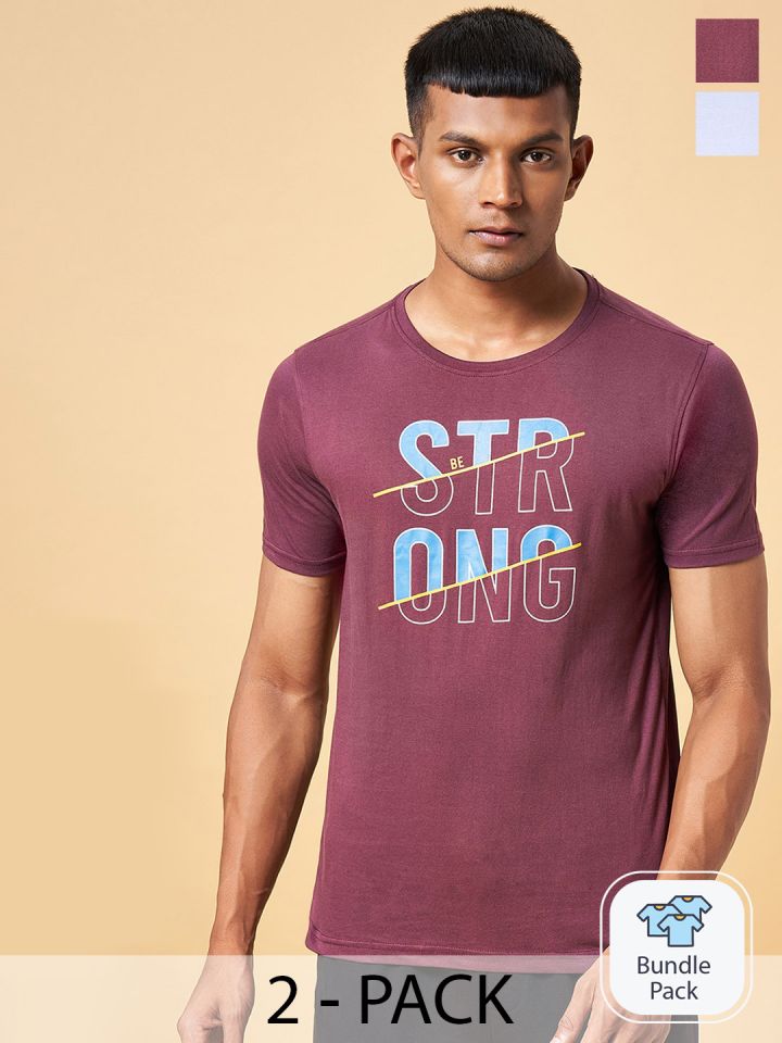 Buy Ajile By Pantaloons Men Blue Typography 2 Applique T Shirt - Tshirts  for Men 20936184