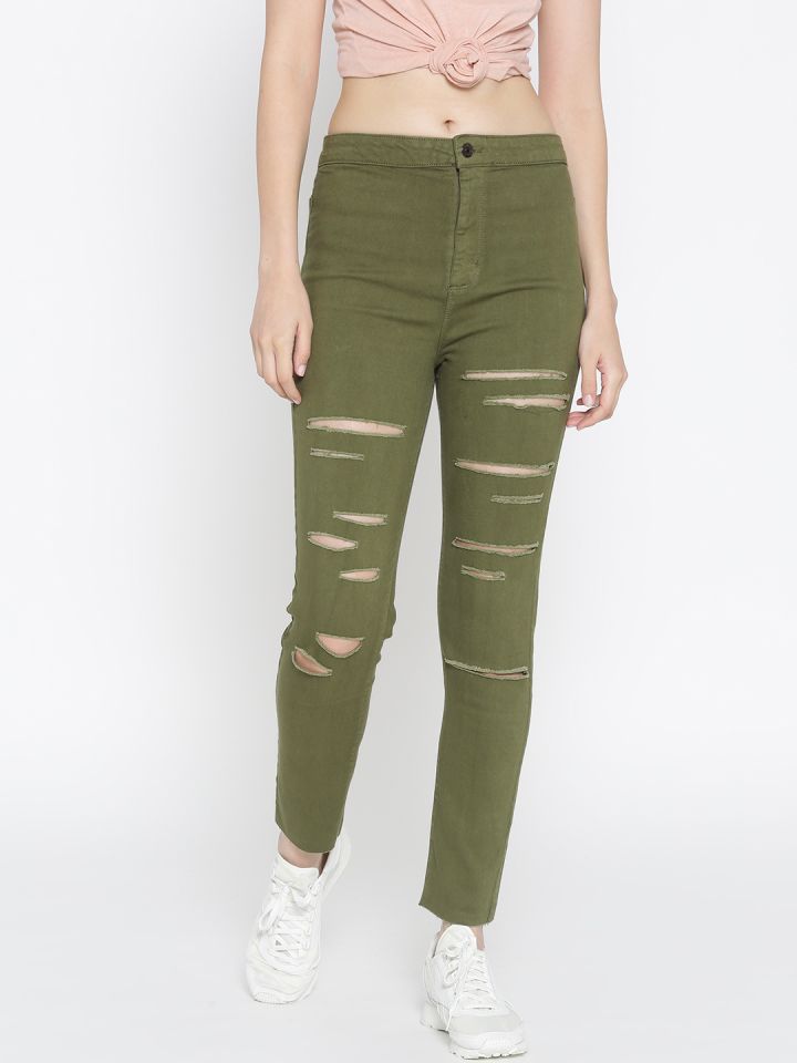 distressed olive jeans