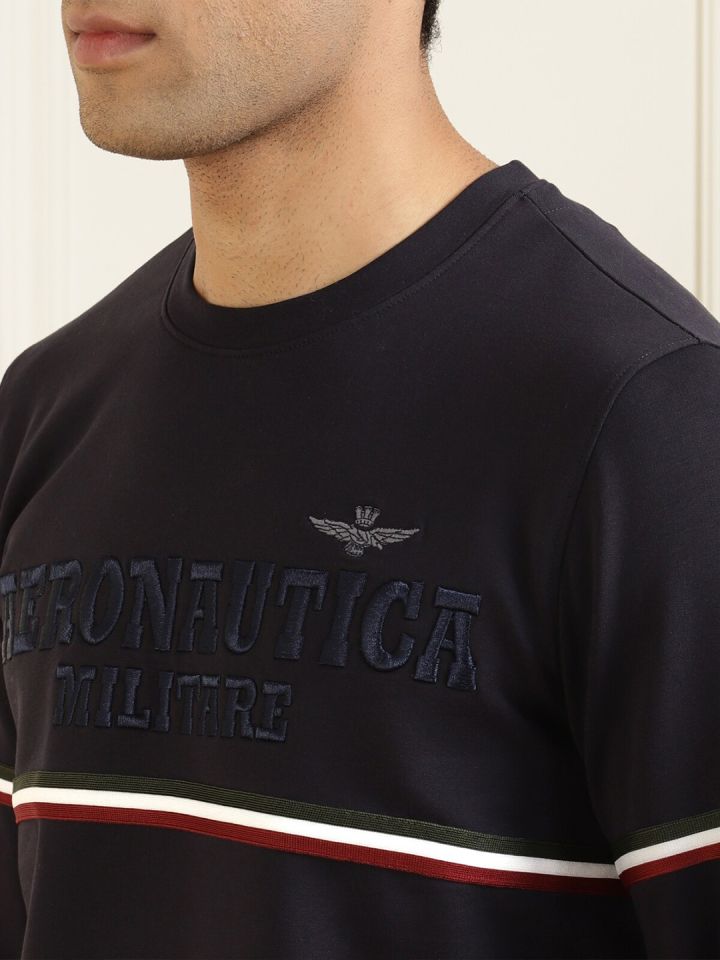 Aeronautica Militare Men Navy Blue Printed Sweatshirt