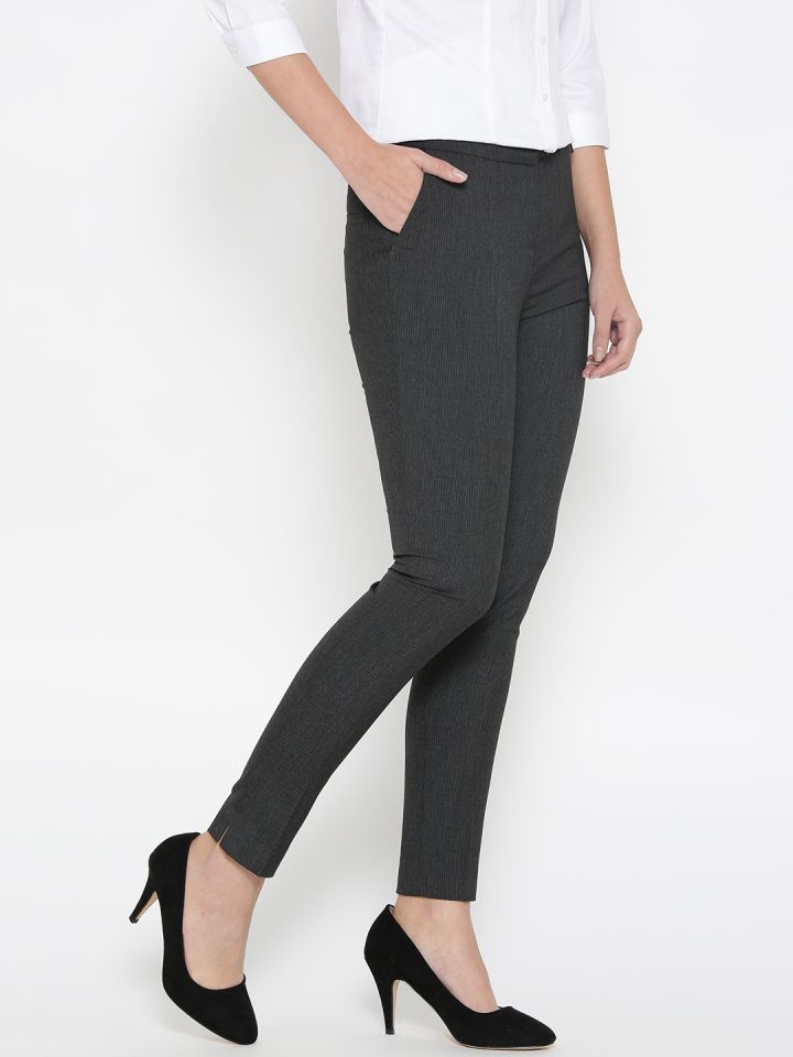 dark grey slim fit trousers womens