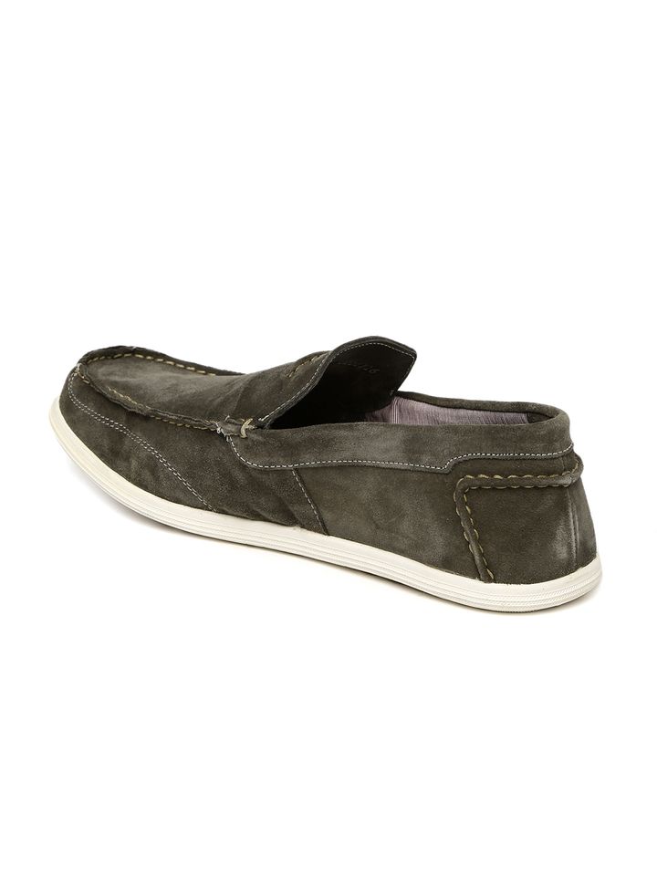 Buy Woodland Men Olive Green Suede 